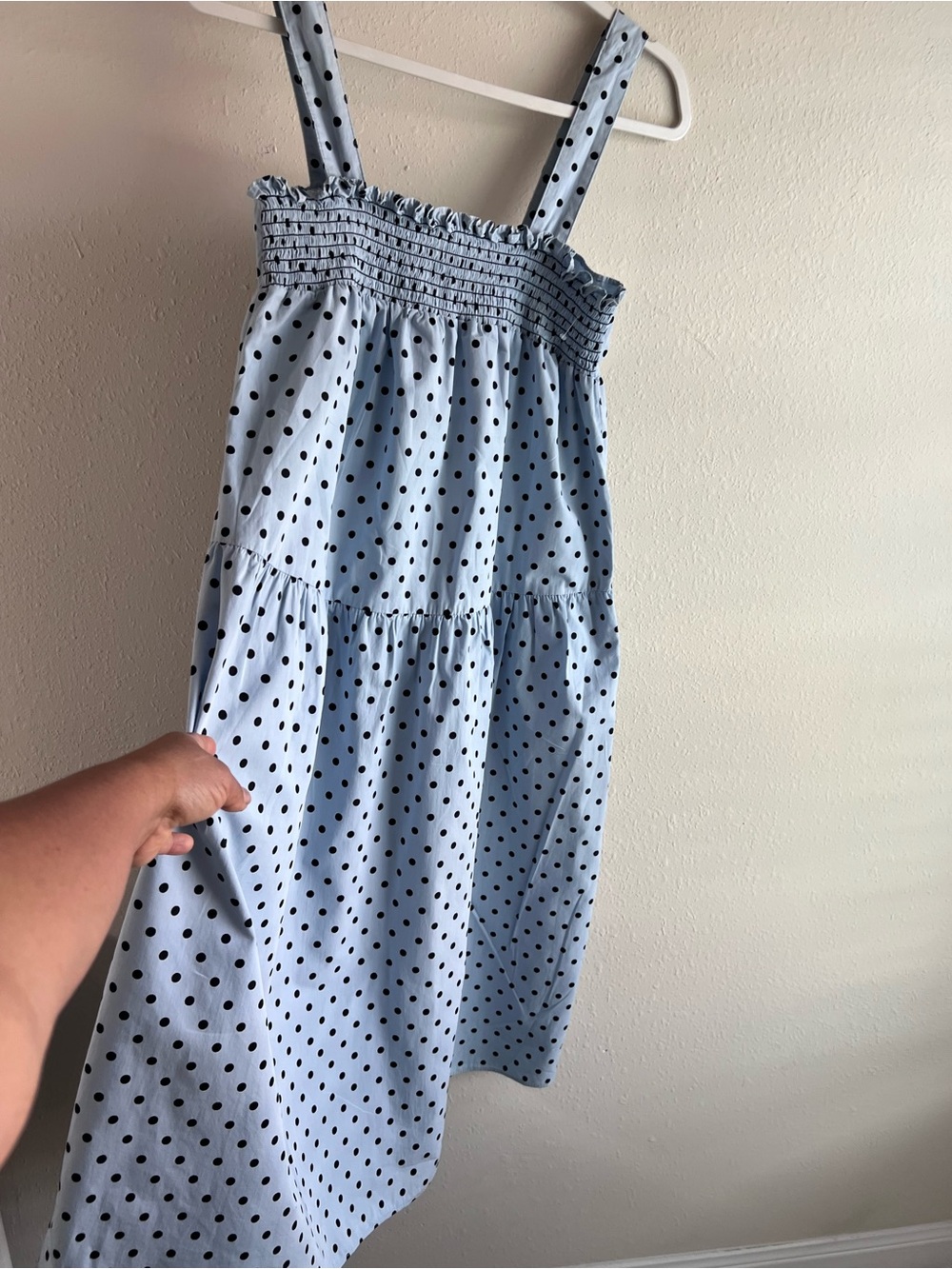 ASOS Light Blue Polka Dot Smocked Sundress